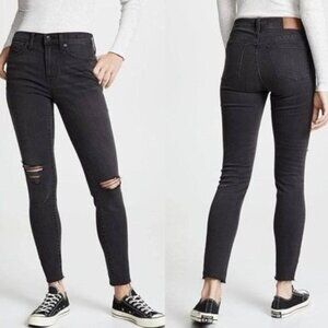 MADEWELL 9" High Riser Skinny Skinny Black Distressed Denim Jeans Womens 27